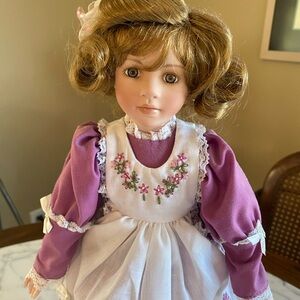 Elegant Purple and White Doll with Floral Dress